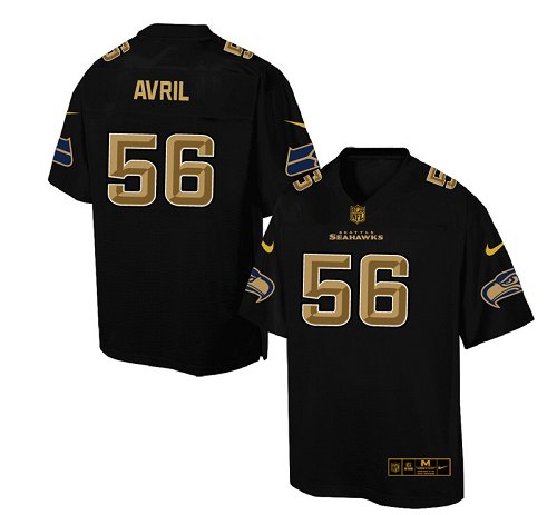 Men's Elite Cliff Avril Nike Jersey Black - #56 Pro Line Gold Collection NFL Seattle Seahawks